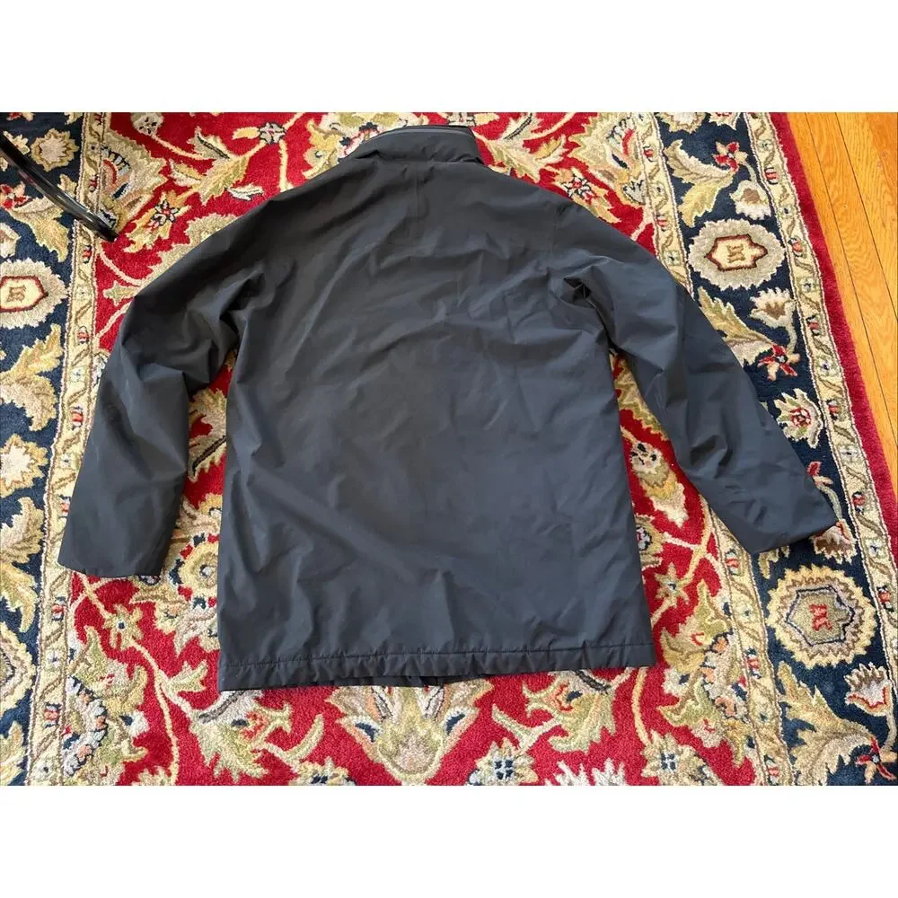 LL Bean Mens L Reg Storable Hood Parka Primaloft Full Zip Jacket Black